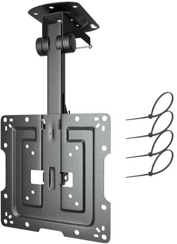 PUTORSEN Plegable Soporte TV Techo Manual, Soporte Giratorio para TV para Pantalla de 19 a 50, Soporte de TV Ajustable en Altura para Techos Planos e Inclinados,MAX hasta 20kg, MAX VESA 200x200mm