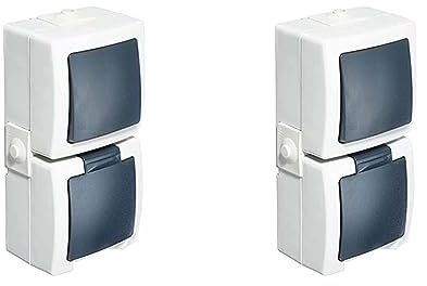 Kopp 138556008 Aus- / Wechselschalter-Steckdosenkombination Aufputz Feuchtraum Nautic (Packung mit 2)