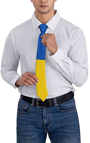 XVBCDFG Ukraine Flagge Ukrainer Gestreifte Krawatte Herren Krawatte Herren Party Business Krawatten Weiche Skil Krawatte, Siehe Abbildung, One size
