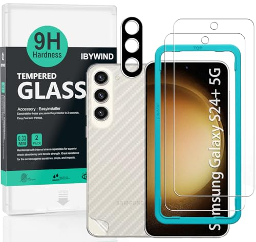 Ibywind 2 Pièces Verre Trempé pour Samsung Galaxy S24+/S24 Plus 5G 6.7(Pas pour Samsung Galaxy S24/S24 Ultra),9H Dureté Protection écran,avec 1 Pièce Protection Caméra,1 Pièce Film Arrière