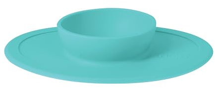 Nuby Sure Grip Silicone Feeding Bowl - Toddler Suction Plate - 6+ Months - Aqua