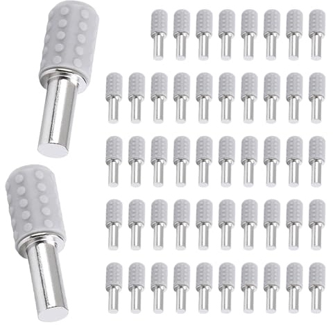 yotutun Bodenträger, 50 Stück 5mm regalbodenhalter, Einlegeboden Halter mit Rutschfeste Gummikappekappe, Fach-Bodenträger, Fachboden-Halter Steckmontage für Glas und Holzböden