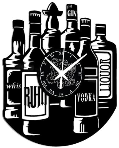 Instant Karma Clocks | Wanduhr | Likör in Flaschen | Alkohol Aperitif Cocktail Getränk | Dekoration Design Küchenuhr