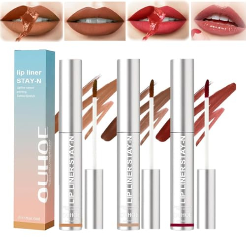 BORDER Lip Liner Set - 3 Pcs Peel Off, Tattoo, Waterproof, Long Lasting Plump Lip Lines for All Skin Types