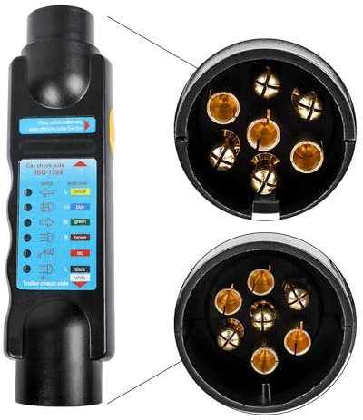 Yinaolan 7 Testeur de prise de prise de remorque à broches - Testeur de lumière de remorque 12 V à 7 broches Outil de test de diagnostic de circuit de câblage de remorque