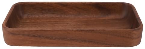 Cyrank Wooden Rustic Rectangle Salad Bowl, Large, Solid Wood, Fruit Snack Plate, Dessert Bowl