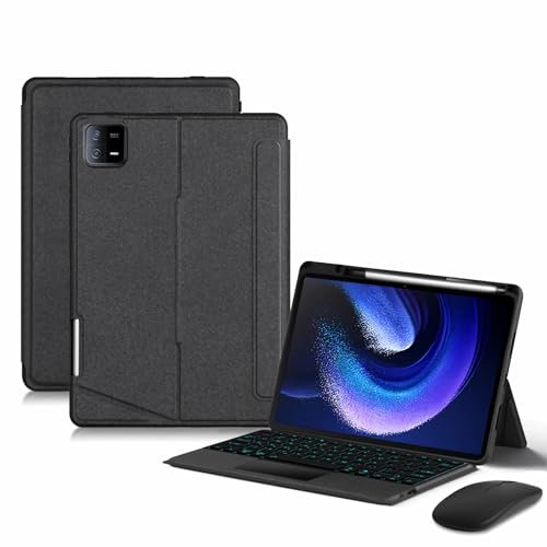 GUPENAA Keyboard Case for Xiaomi Pad 6/6 Pro 11 2023, 7 Color Backlit, Magnetic Detachable Wireless Bluetooth Keyboard with Mouse