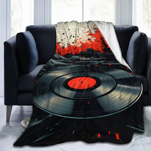Mexpekil Record Splash Decke, weiche, gemütliche Überwurfdecke, flauschige Flanell-Fleece-Decke für Sofa, Bett, Camping, Reisen, 125 x 100 cm