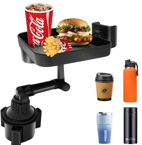 Getränkehalter Auto Tisch Tablett,Auto Tisch 360° Verstellbares,Auto Tisch&handyhalterung Auto becherhalter 3 in 1,Universel Auto Getränkehalter Tisch Snacktablett,becherhalter Auto Organizer
