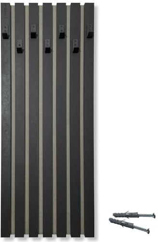 FLEXISTYLE Kleiderhaken wand Wandgarderobe Garderobe Holz Eiche Lamellen Schwarz modular Höhe 98cm (Hauptmodul A 40cm Schwarz)