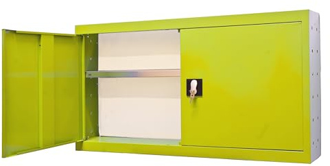Simon Rack Werkzeugschrank, Werkzeugkiste aus Metall, 650 x 1200 x 275 mm, inklusive Schlüssel, 1 Einlegeboden, grün - Cabinet Tool