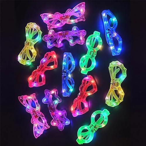 Forhome Party Brille Led, Leuchtende LED Brillen, Flashing LED Neon Partybrille, Leuchtende Brille, für Geburtstagsfeier, Karneval, Halloween, Party, Konzert