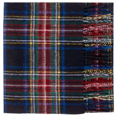 Oxfords Cashmere Reine Schurwolle Luxury Tartan Schal, Black Stewart