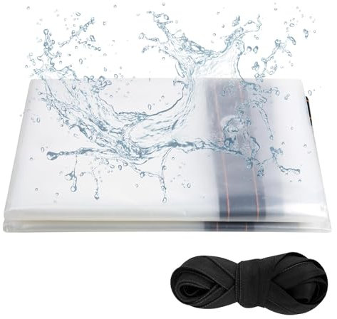 Clear PVC Waterproof Heavy Duty 1.5m x 1.5m Transparent Tarpaulin Sheet with Eyelets and Rope, Ideal for Home, Garden, Outdoor, Camping, Caravan