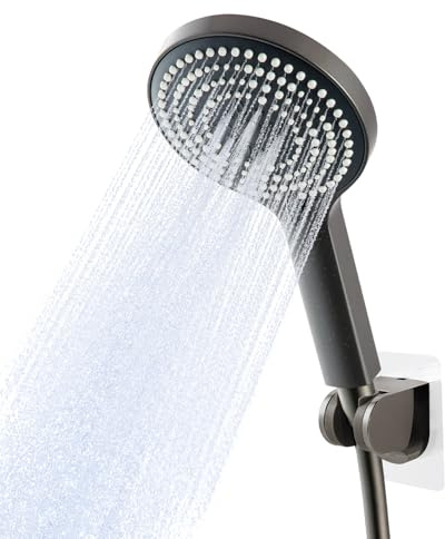OFFO Shower Head and Hose Set, 6 Modes Handheld Shower Head Large Powerful Boosting Handheld Showerhead for Low Water Pressure ShowerHead, Brushed Black Chrome