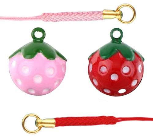 RAMGLYO Handmade süßes Erdbeer-Handyanhänger, farbenfrohe Handyschmuck für Damen, süßes Handybesatz für Tasche, charmante Accessoires, 2-Ton-Kombination (Pink und Rot)