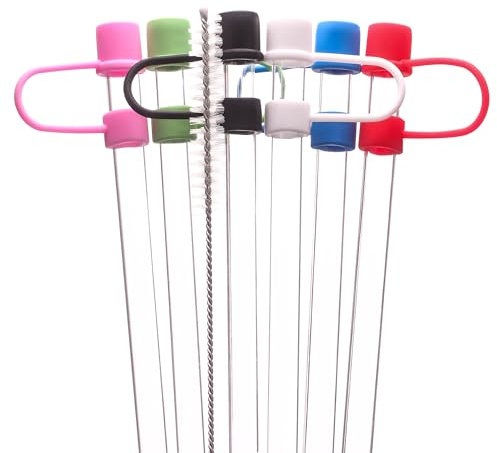 Dakoufish 6 Straws with Cover Cap for Stanley 40 oz Tumbler Replacement,12 Inch Reusable Plastic Clear Straw with Stopper Tips, Perfect for Stanley Cups Accessories(12inch,Clear