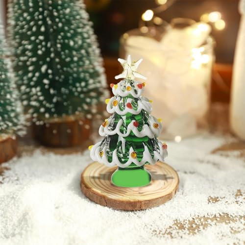 Christmas Decorations Xmas Tree Ornaments Mini Christmas Tree Glass Ornaments Small Glass Christmas Tree Christmas Dollhouse Miniature Mini Winter Figurines For Crafts Holiday Xmas Decor
