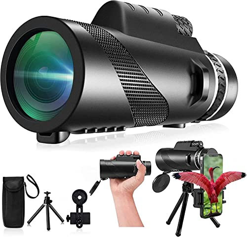 80x100 Monokular-Teleskop High Powered für Smartphone Monokular für Erwachsene High Definition Monokular Teleskop für Sternenbeobachtung Jagd Wildtiere Vogelbeobachtung Reisen Camping Wandern
