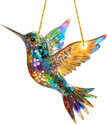Kolibri Sonnenfänger, Buntglas Sonnenfänger Fenster, Drinnen Eisvogel Fensterdeko Hängend Bunter Sun Catcher Fensterdeko Für Haus Party Garten Dekoration