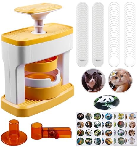 98 Stück Button Maker Badge Machine, 55MM DIY Abzeichen Press Machine mit 48 Musterpapier und 48 Abzeichen 1 Kreisschneidern, Kinder Geschenke Pin Maker FüR Party Geschenke DIY Kreation