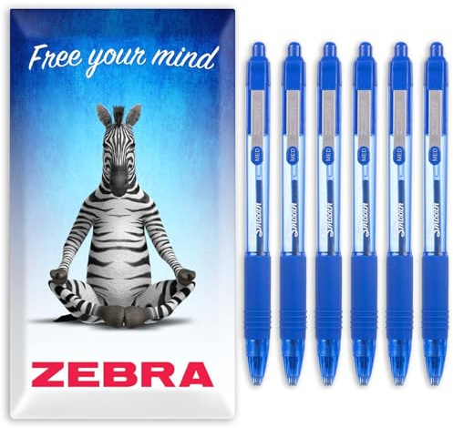 Zebra Z-Grip Smooth Ink Ballpoint Pen - 1.0mm - Pack of 6 Pens - in Zebra Envelope Gift Packaging (Blue)