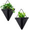 Plavier Mural 6 Pouces Triangle Moup Mont en céramique Planteur 2PC Pot de Fleur hydroponique Suspendu Triangulaire en Fer créatif, 2 pièces, Noir, Petite Taille
