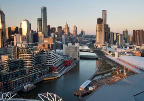 Jigsaw Puzzles For Adults 1000 Piece MELBOURNE AUSTRALIA SKYLINE GLOSSY Wooden Puzzles BANNER view aerial A243 Challenging Puzzles for Friends Family Wall Decor