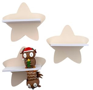 PsGreen Mini Stern-3er-Set kompatibel für Toniefiguren, Tonieregal Toniebox Tonie Erweiterung - Erweiterungsregal - Kinderzimmer (Beige)