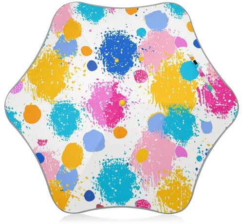siphylline Regenschirm mit bunten Punkten für Kinder, Regenschirme für Regen mit reflektierendem Streifen, reflektierend, für Kinder mit einfachem Hakengriff, für Jungen und Mädchen
