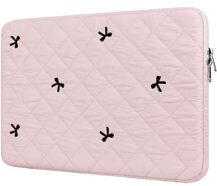 BAAGOAZ Housse pour MacBook 15/16 Pouces, Pochette de Protection avec Nœuds Brodés, Sacoche Compatible avec Certains PC Portable/Chromebook 15,6 Pouces, Rose