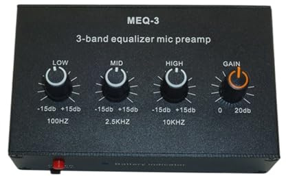 Professional Sound Mic Preamp With 3Band Equalizers Microphone Preamplifier 20dBGains Boosts Long Battery Use