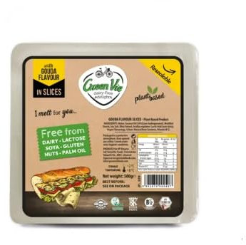 GreenVie Gouda Slices – Vegan Cheese Alternative – 500g – Dairy-Free, Gluten-Free, Soya-Free – Perfect for Sandwiches & Melting