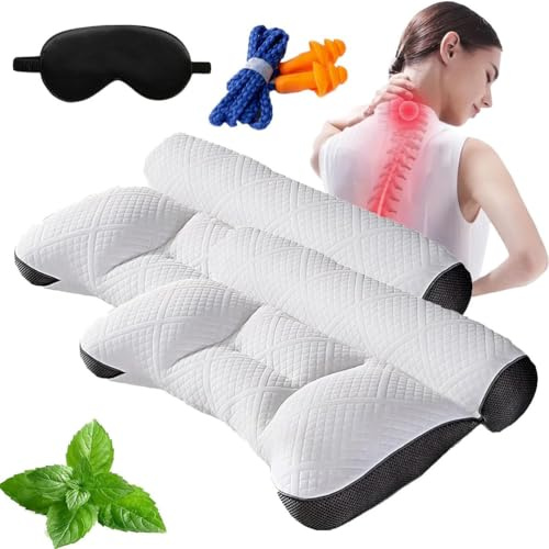 ZGFHLI Auricz Pillow,Cloud Nest Down Pillow,Ergonomic Pillows with Neck Support, Cervical Support Pillows for Side Back Stomach Sleeper, Sleep Enhancing,Schwarz