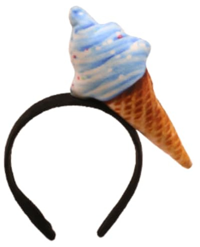 MIMIKRY Haarreif mit 3D Eistüte für Erwachsene Eis Kostüm-Zubehör Kopfschmuck Eiscreme, Farbe:Blau