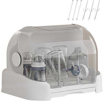 Quorvex Babyflaschen Organizer - Babyflaschen Aufbewahrungsbox Mit Abnehmbarer Tropfschale Und Staubdichte Abdeckung | Fütterungsflaschen Rack Für Die Lagerung des Küchenschranks