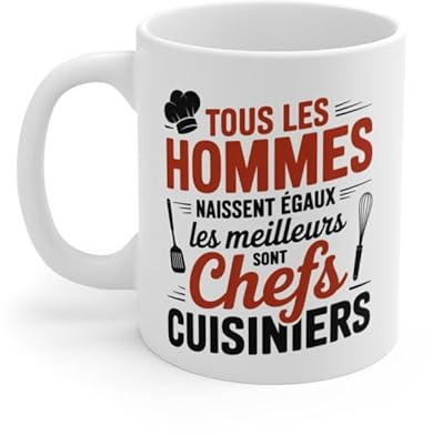 Teecustom Mug Tous les Hommes Naissent Égaux – Les Meilleurs Deviennent Chefs Cuisiniers – Tasse Humour Cuisine – Idée Cadeau Homme Passionné de Gastronomie – 325 ml