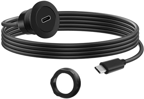 Giantdeer Usb C Flush Panel Extension Cable,M21 x 1.5 Threaded Fastening, 5Gbps Data & PD 60W Fast Charging, for Car, Truck, or Desktop Installation
