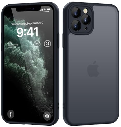 KPPIT for iPhone 11 Pro Max case,Black | [Shockproof Military Grade Drop Protection] [Frosted Translucent]