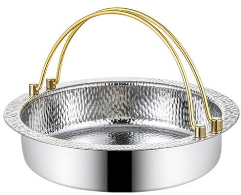 Japanese Shabu Hot Pot, Stainless Steel Sukiyaki Pot with Dual Handles for Induction Cooker, 24cm, Available in 6 Sizes, Perfect for Family Dining
