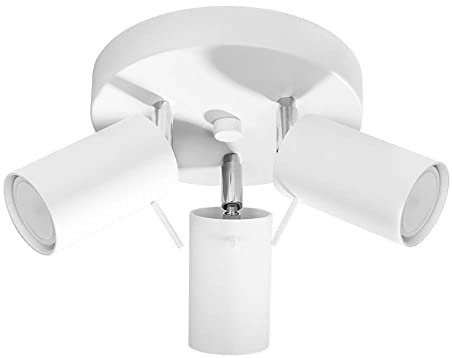 SOLLUX Hängelampe Ring 3P Deckenleuchte - 3 Strahler, Pendelleuchte für Esstisch und Wohnzimmer - Weißer Stahl 20 x 20 x 18 cm
