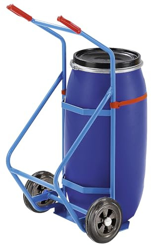 eurokraft pro | Fasskarre für Kunststofffässer | Tragfähigkeit 250 kg, Vollgummiräder