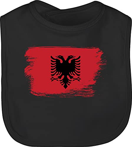 Baby Lätzchen - 2026 Fussball WM Fanartikel - Albanien Albanija - Unisize - Schwarz - stadt albania country albaner städte shqiptar europameisterschaft albanian em albanisch fußball albanische