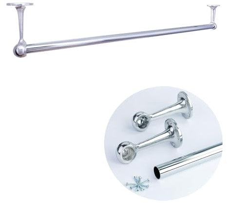 Wardrobe/Shop Fitting Round Hanging Rail Set 25mm Polished Chrome Tube Metal Closet Organiser/Suspended Retail Display by MKGT® (0.4M (400mm))