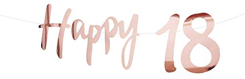 Oblique Unique® Happy 18 Girlande Banner 1,5 m in Roségold für 18. Geburtstag Jubiläum Party Feier Deko