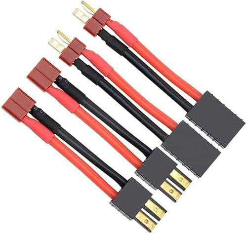 FLY RC 2Pairs RC Lipo Battery Charger Cable for Deans T Plug to Traxxas Adapter Compatible with Slash / Rustler / Stampede / Bandit /E Revo RC Car