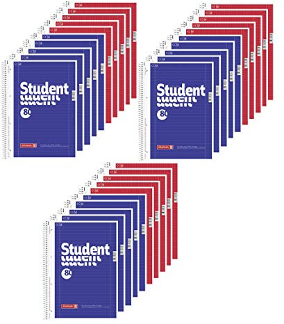 Brunnen 15 Collegeblöcke Student A4 Lineatur 27, liniert 80 Blatt + 15 Collegeblöcke Student A4 Lineatur 28 kariert, 80 Blatt weiß (30 Blöcke)