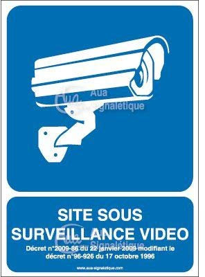 AUA SIGNALETIQUE - Panneau site sous surveillance vidéo - 450x630 mm, Aluminium Dibond 3mm