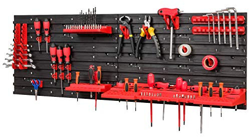 PAFEN Lagersystem 1152x390mm Stapelboxen Wandregal Schüttenregal 20 Halterungen, 3 x Werkzeughalter