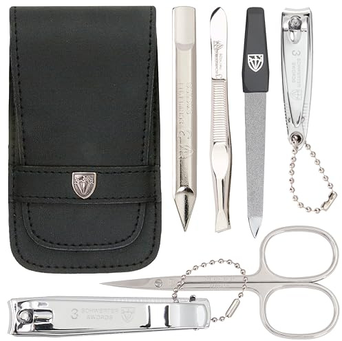 DREI SCHWERTER - Germany - Maniküreset, Nageletui, Nagelset 'Massa' | Hochwertiges Maniküre / Pediküre Set · präzise Nagelpflege-Instrumente · 6-tlg. · stabiles Etui · für zuhause & unterwegs